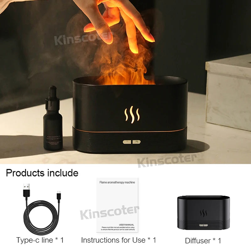 Flame-Effect Aroma Diffuser — Ultrasonic Cool Mist Humidifier & Essential Oil Lamp
