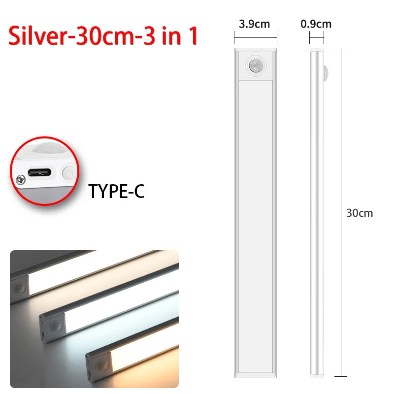 LED Ultra-Thin Motion Sensor Light — Rechargeable, 3-Color Cabinet & Closet Lighting