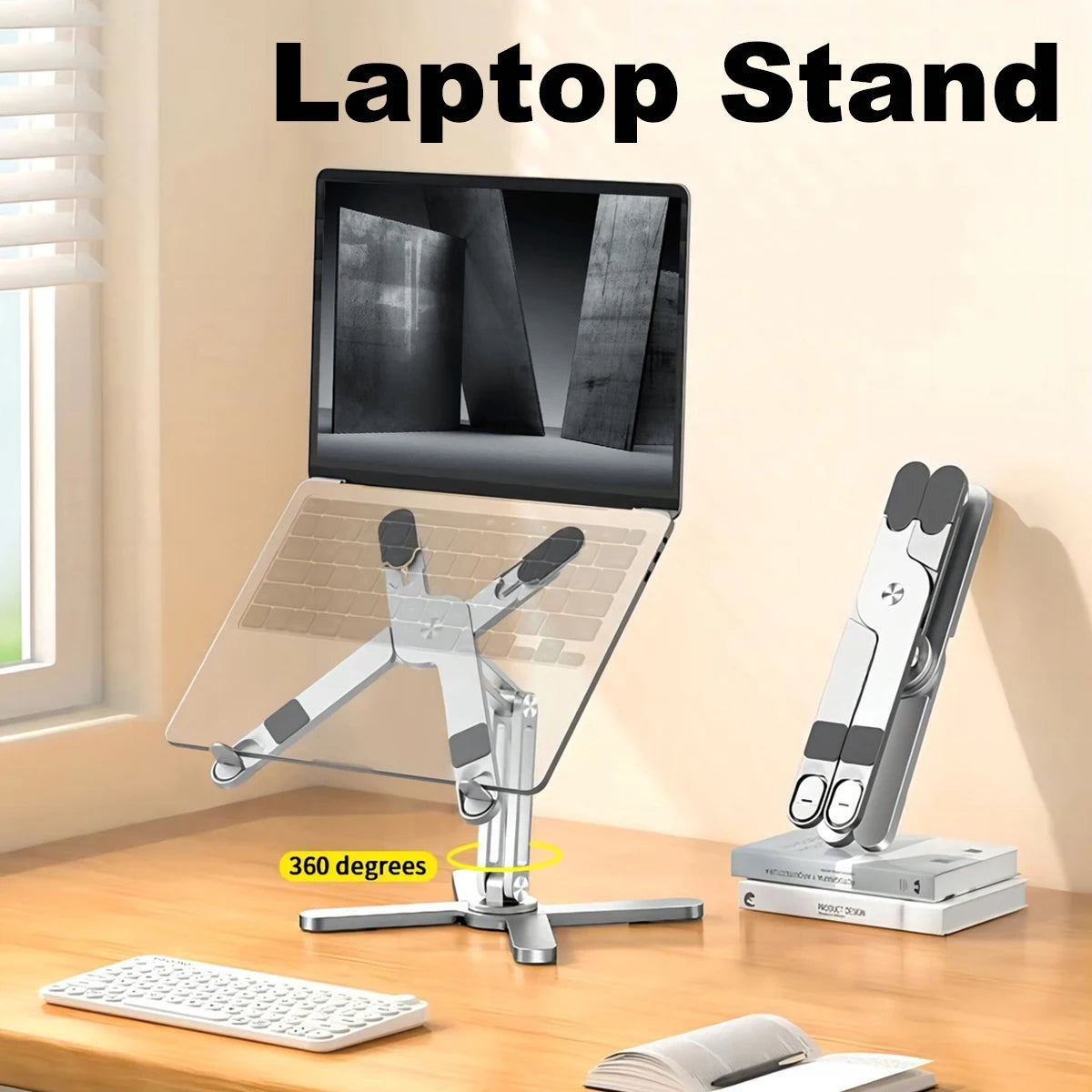 360° Foldable Laptop Stand — Aluminum Adjustable Heat-Dissipating Notebook Holder