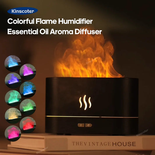 Flame-Effect Aroma Diffuser — Ultrasonic Cool Mist Humidifier & Essential Oil Lamp