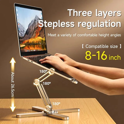 360° Foldable Laptop Stand — Aluminum Adjustable Heat-Dissipating Notebook Holder