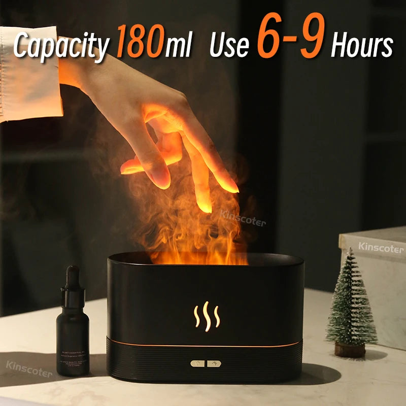 Flame-Effect Aroma Diffuser — Ultrasonic Cool Mist Humidifier & Essential Oil Lamp