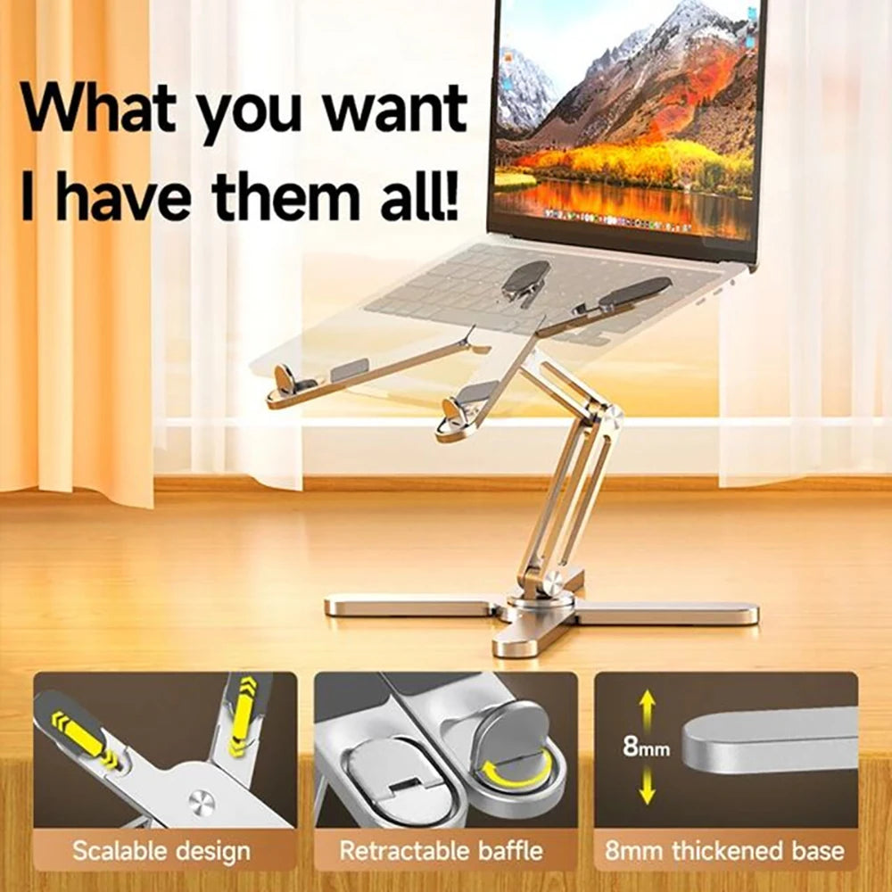 360° Foldable Laptop Stand — Aluminum Adjustable Heat-Dissipating Notebook Holder