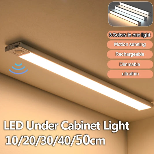 LED Ultra-Thin Motion Sensor Light — Rechargeable, 3-Color Cabinet & Closet Lighting