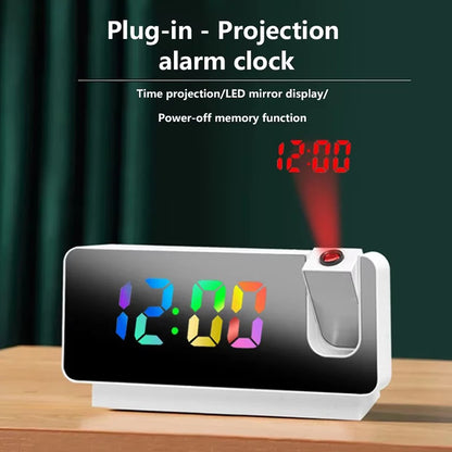 LED Projection Alarm Clock — Large Display, Rotating Ceiling/Wall Projector, Desk Clock for Home & Office